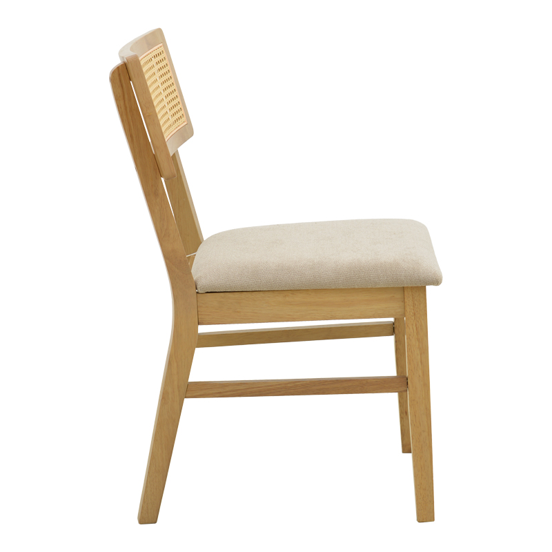 Καρέκλα Raffles rubberwood με pe rattan και γκρι μπεζ ύφασμα 47x48x83.5εκ - Image 4