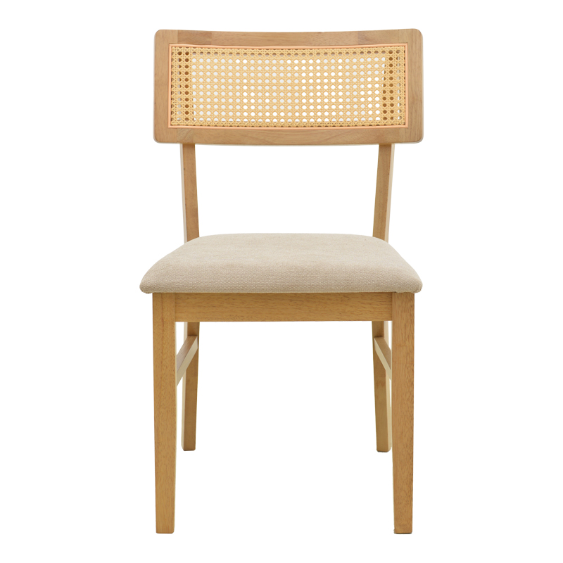 Καρέκλα Raffles rubberwood με pe rattan και γκρι μπεζ ύφασμα 47x48x83.5εκ - Image 5