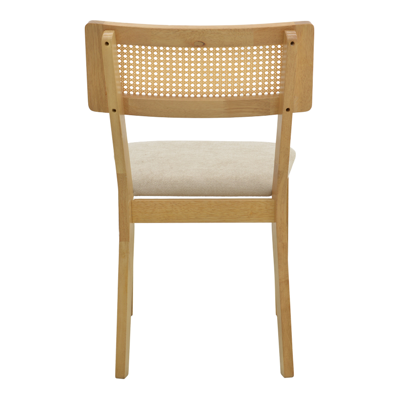 Καρέκλα Raffles rubberwood με pe rattan και γκρι μπεζ ύφασμα 47x48x83.5εκ - Image 6