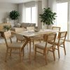 Τραπεζαρία Raffles pakoworld σετ 7τεμ rubberwood με pe rattanσε φυσική απόχρωση 150x90x76εκ 381-000016