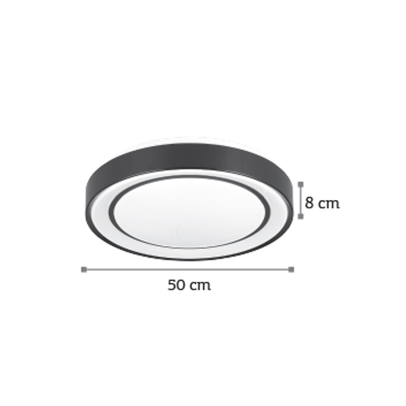 InLight Πλαφονιέρα οροφής LED 36W 3CCT από μαύρο μέταλλο και ακρυλικό D:50cm (42179-A) - Image 4