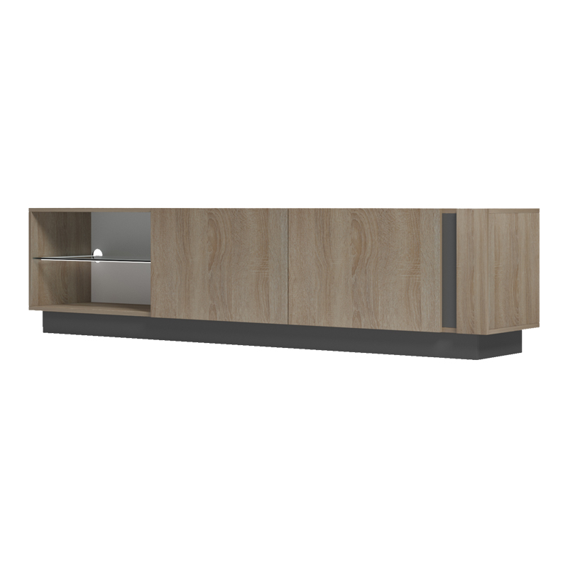 Έπιπλο τηλεόρασης με Led Vario sonoma - ανθρακί 185.6x35x45εκ - Image 4
