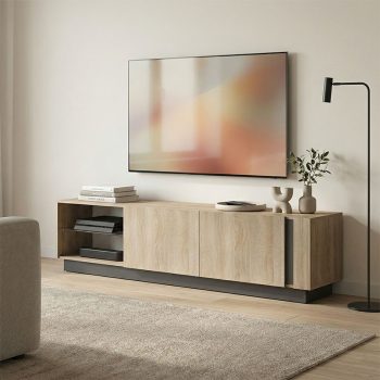 Έπιπλο τηλεόρασης με Led Vario pakoworld sonoma - ανθρακί 185.6x35x45εκ 230-000127