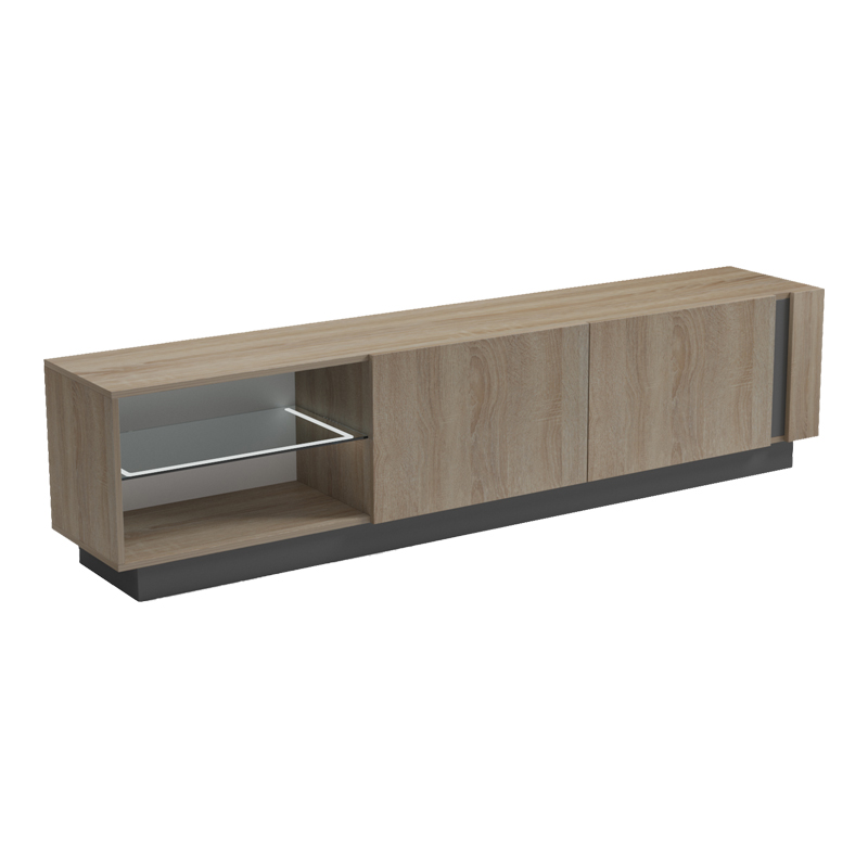 Έπιπλο τηλεόρασης με Led Vario sonoma - ανθρακί 185.6x35x45εκ - Image 5