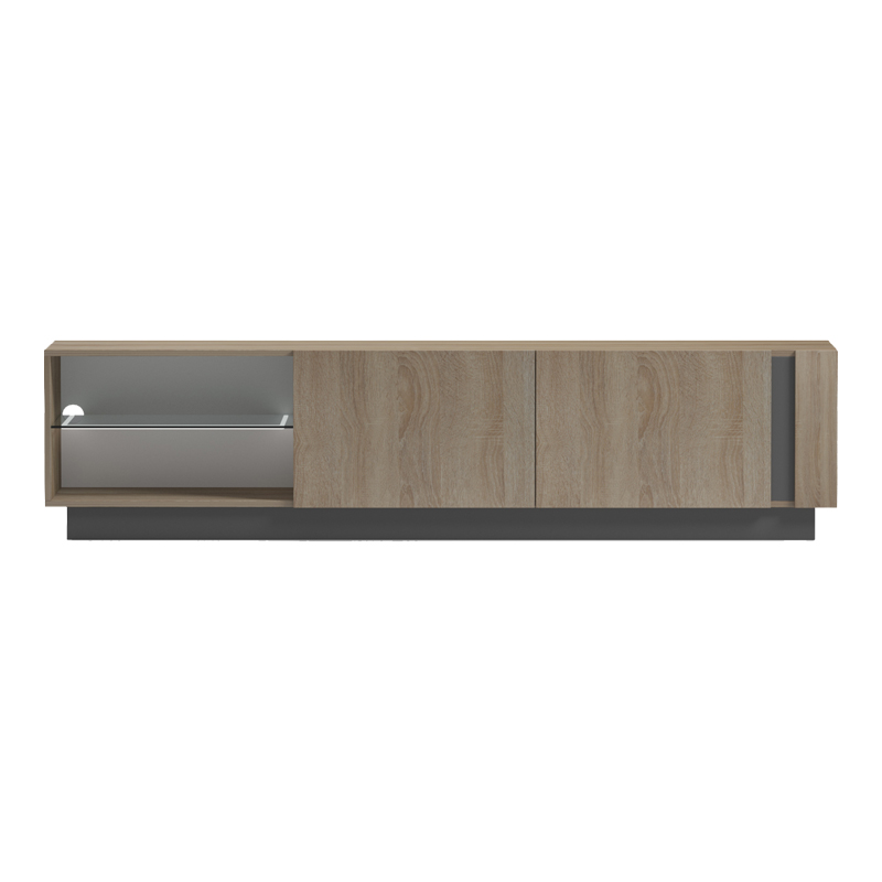 Έπιπλο τηλεόρασης με Led Vario sonoma - ανθρακί 185.6x35x45εκ - Image 6