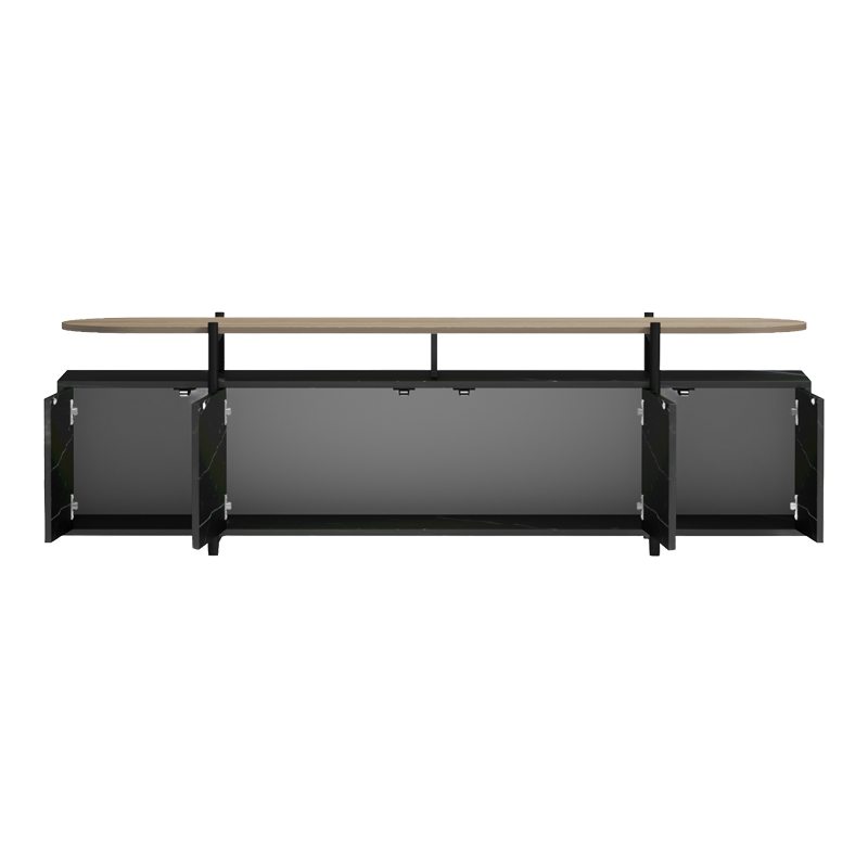 Έπιπλο τηλεόρασης Medousa sonoma - μαύρη όψη μαρμάρου 160x35.5x50εκ - Image 2
