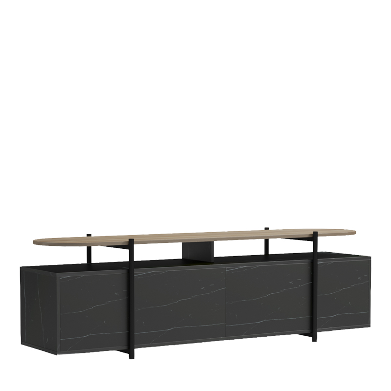 Έπιπλο τηλεόρασης Medousa sonoma - μαύρη όψη μαρμάρου 160x35.5x50εκ - Image 3