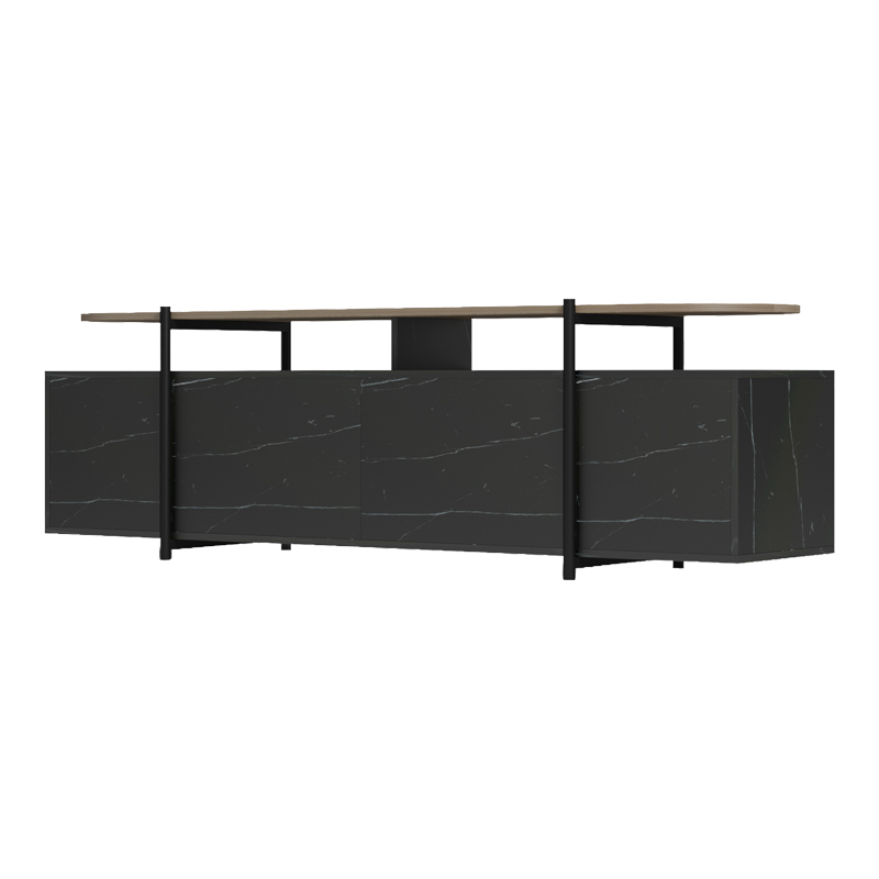 Έπιπλο τηλεόρασης Medousa sonoma - μαύρη όψη μαρμάρου 160x35.5x50εκ - Image 4