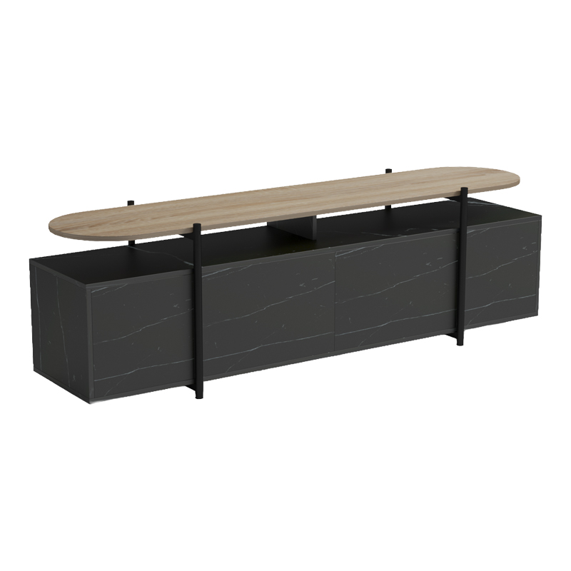 Έπιπλο τηλεόρασης Medousa sonoma - μαύρη όψη μαρμάρου 160x35.5x50εκ - Image 5