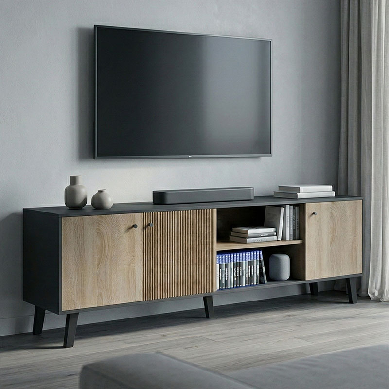 Έπιπλο τηλεόρασης Tuscany pakoworld sonoma-ανθρακί 180x41x51εκ 230-000131