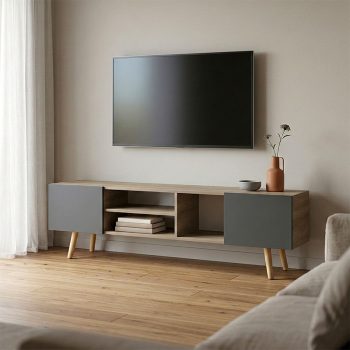 Έπιπλο τηλεόρασης Osclo pakoworld sonoma-ανθρακί 160x30x53.5εκ 230-000145