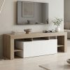 Έπιπλο τηλεόρασης Liner pakoworld sonoma-λευκό 150x40x50εκ 230-000192