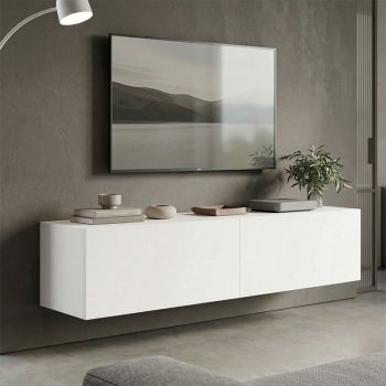 Έπιπλο τηλεόρασης επιτοίχιο με Led Rival pakoworld λευκό 120x35x30εκ 230-000193
