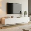 Έπιπλο τηλεόρασης επιτοίχιο με Led Rival pakoworld λευκό 180x35x30εκ 230-000195