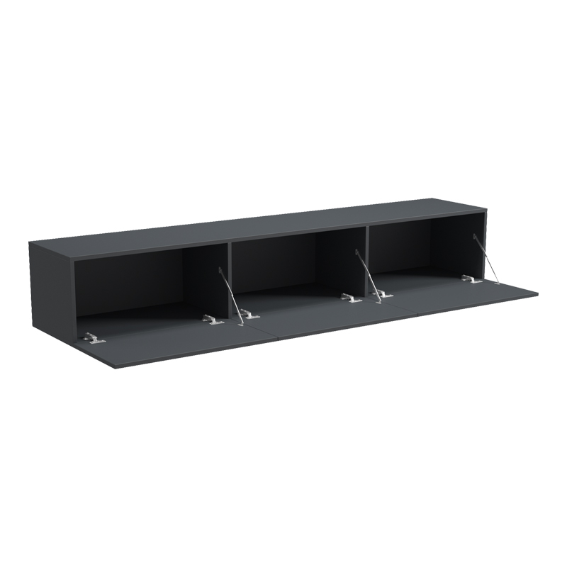 Έπιπλο τηλεόρασης επιτοίχιο με Led Rival ανθρακι 180x35x30εκ - Image 2