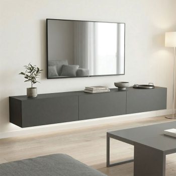 Έπιπλο τηλεόρασης επιτοίχιο με Led Rival pakoworld ανθρακί 210x35x30εκ 230-000198