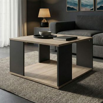 Τραπέζι σαλονιού Zelegan pakoworld sonoma-ανθρακί 60x60x39εκ 383-000141