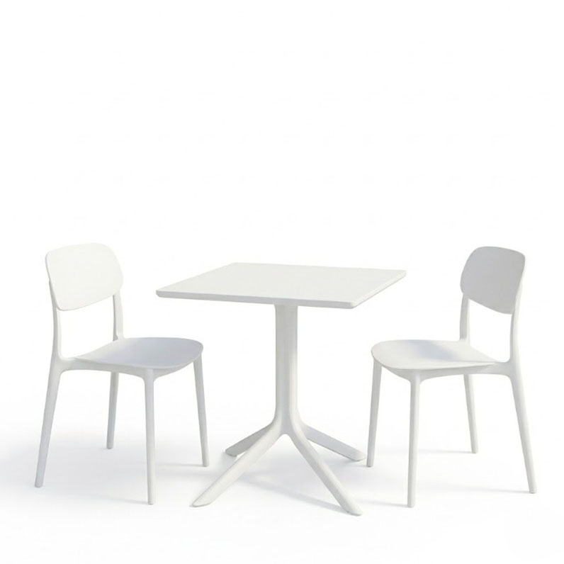 Τραπεζαρία Groovy Berdian σετ 3τεμ λευκό PP 60x60x76εκ - Image 2