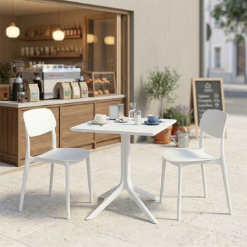Τραπεζαρία Groovy Berdian pakoworld σετ 3τεμ λευκό PP 60x60x76εκ 200-001634