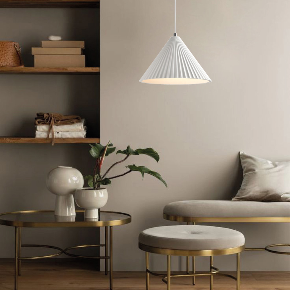 Inlight Κρεμαστό φωτιστικό λευκό από γύψο 1XE27 D:30cm (4065-White) - Image 3
